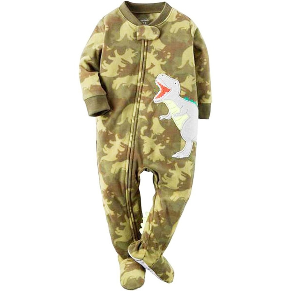 NEW Carter's Toddler Boys Dinosaur Plush Fleece Green Pajama Sleeper Size 18 M